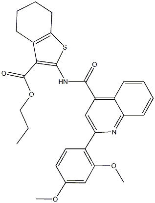 propyl 2-({[2-(2,4-dimethoxyphenyl)-4-quinolinyl]carbonyl}amino)-4,5,6,7-tetrahydro-1-benzothiophene-3-carboxylate Struktur