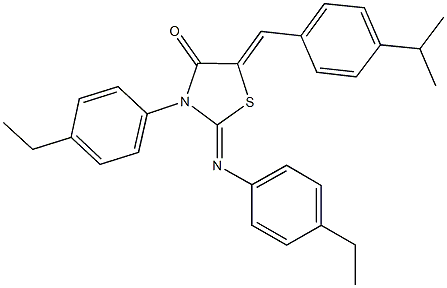 3-(4-ethylphenyl)-2-[(4-ethylphenyl)imino]-5-(4-isopropylbenzylidene)-1,3-thiazolidin-4-one Struktur