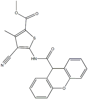 methyl 4-cyano-3-methyl-5-[(9H-xanthen-9-ylcarbonyl)amino]-2-thiophenecarboxylate Struktur