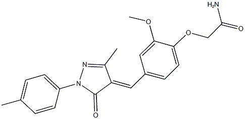 2-(2-methoxy-4-{[3-methyl-1-(4-methylphenyl)-5-oxo-1,5-dihydro-4H-pyrazol-4-ylidene]methyl}phenoxy)acetamide Struktur