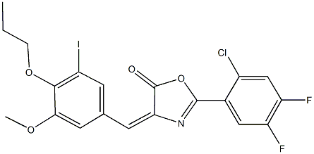 2-(2-chloro-4,5-difluorophenyl)-4-(3-iodo-5-methoxy-4-propoxybenzylidene)-1,3-oxazol-5(4H)-one Struktur