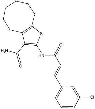 2-{[3-(3-chlorophenyl)acryloyl]amino}-4,5,6,7,8,9-hexahydrocycloocta[b]thiophene-3-carboxamide Struktur