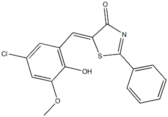 5-(5-chloro-2-hydroxy-3-methoxybenzylidene)-2-phenyl-1,3-thiazol-4(5H)-one Struktur