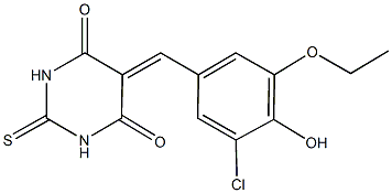 5-(3-chloro-5-ethoxy-4-hydroxybenzylidene)-2-thioxodihydro-4,6(1H,5H)-pyrimidinedione Struktur