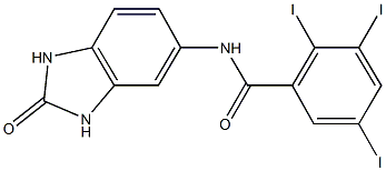 2,3,5-triiodo-N-(2-oxo-2,3-dihydro-1H-benzimidazol-5-yl)benzamide Struktur