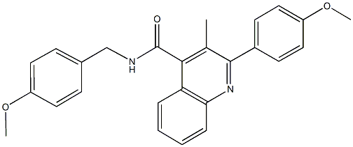 N-(4-methoxybenzyl)-2-(4-methoxyphenyl)-3-methyl-4-quinolinecarboxamide Struktur