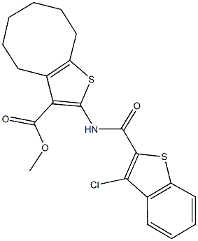 methyl 2-{[(3-chloro-1-benzothien-2-yl)carbonyl]amino}-4,5,6,7,8,9-hexahydrocycloocta[b]thiophene-3-carboxylate Struktur