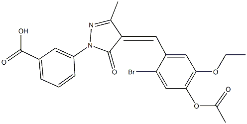 3-{4-[4-(acetyloxy)-2-bromo-5-ethoxybenzylidene]-3-methyl-5-oxo-4,5-dihydro-1H-pyrazol-1-yl}benzoic acid Struktur