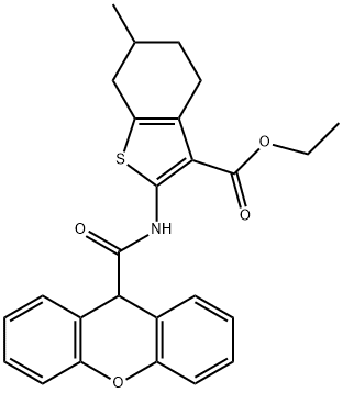 ethyl 6-methyl-2-[(9H-xanthen-9-ylcarbonyl)amino]-4,5,6,7-tetrahydro-1-benzothiophene-3-carboxylate Struktur