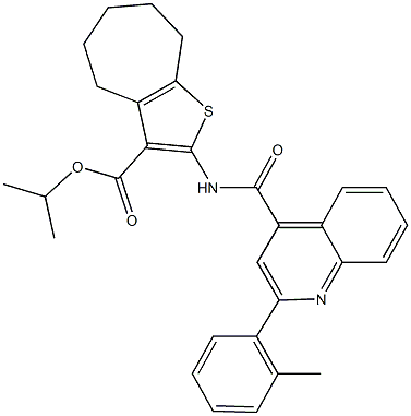 isopropyl 2-({[2-(2-methylphenyl)-4-quinolinyl]carbonyl}amino)-5,6,7,8-tetrahydro-4H-cyclohepta[b]thiophene-3-carboxylate Struktur