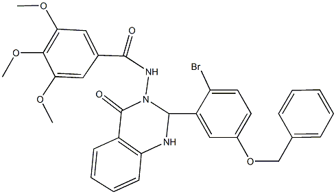 N-(2-[5-(benzyloxy)-2-bromophenyl]-4-oxo-1,4-dihydro-3(2H)-quinazolinyl)-3,4,5-trimethoxybenzamide Struktur