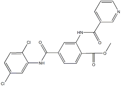 methyl 4-[(2,5-dichloroanilino)carbonyl]-2-[(3-pyridinylcarbonyl)amino]benzoate Struktur