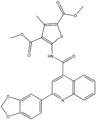 dimethyl 5-({[2-(1,3-benzodioxol-5-yl)-4-quinolinyl]carbonyl}amino)-3-methyl-2,4-thiophenedicarboxylate Struktur