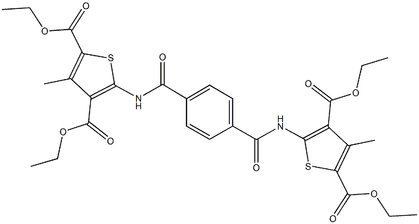 diethyl 5-{[4-({[3,5-bis(ethoxycarbonyl)-4-methyl-2-thienyl]amino}carbonyl)benzoyl]amino}-3-methyl-2,4-thiophenedicarboxylate Struktur