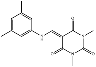 5-[(3,5-dimethylanilino)methylene]-1,3-dimethyl-2,4,6(1H,3H,5H)-pyrimidinetrione Struktur