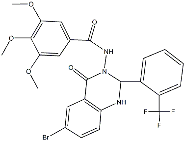 N-(6-bromo-4-oxo-2-[2-(trifluoromethyl)phenyl]-1,4-dihydro-3(2H)-quinazolinyl)-3,4,5-trimethoxybenzamide Struktur