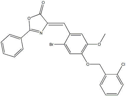 4-{2-bromo-4-[(2-chlorobenzyl)oxy]-5-methoxybenzylidene}-2-phenyl-1,3-oxazol-5(4H)-one Struktur