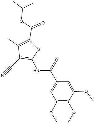 isopropyl 4-cyano-3-methyl-5-[(3,4,5-trimethoxybenzoyl)amino]-2-thiophenecarboxylate Struktur