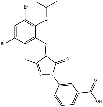 3-[4-(3,5-dibromo-2-isopropoxybenzylidene)-3-methyl-5-oxo-4,5-dihydro-1H-pyrazol-1-yl]benzoic acid Struktur