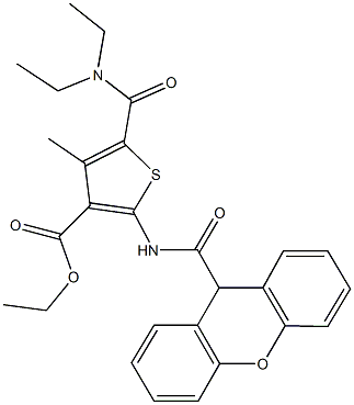 ethyl 5-[(diethylamino)carbonyl]-4-methyl-2-[(9H-xanthen-9-ylcarbonyl)amino]-3-thiophenecarboxylate Struktur