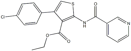 ethyl 4-(4-chlorophenyl)-2-[(3-pyridinylcarbonyl)amino]-3-thiophenecarboxylate Struktur