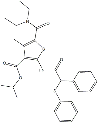 isopropyl 5-[(diethylamino)carbonyl]-4-methyl-2-{[phenyl(phenylsulfanyl)acetyl]amino}-3-thiophenecarboxylate Struktur