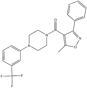 1-[(5-methyl-3-phenyl-4-isoxazolyl)carbonyl]-4-[3-(trifluoromethyl)phenyl]piperazine Struktur