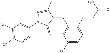 2-(4-bromo-2-{[1-(3,4-dichlorophenyl)-3-methyl-5-oxo-1,5-dihydro-4H-pyrazol-4-ylidene]methyl}phenoxy)acetamide Struktur