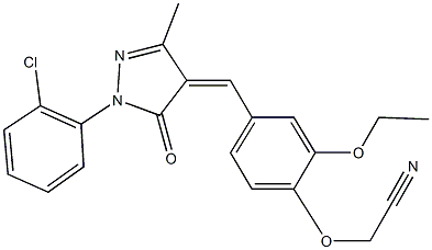 (4-{[1-(2-chlorophenyl)-3-methyl-5-oxo-1,5-dihydro-4H-pyrazol-4-ylidene]methyl}-2-ethoxyphenoxy)acetonitrile Struktur