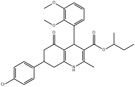 sec-butyl 7-(4-chlorophenyl)-4-(2,3-dimethoxyphenyl)-2-methyl-5-oxo-1,4,5,6,7,8-hexahydro-3-quinolinecarboxylate Struktur