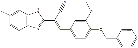 3-[4-(benzyloxy)-3-methoxyphenyl]-2-(6-methyl-1H-benzimidazol-2-yl)acrylonitrile Struktur