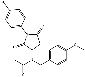 N-[1-(4-chlorophenyl)-2,5-dioxo-3-pyrrolidinyl]-N-(4-methoxybenzyl)acetamide Struktur