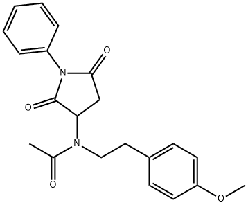 N-(2,5-dioxo-1-phenyl-3-pyrrolidinyl)-N-[2-(4-methoxyphenyl)ethyl]acetamide Struktur