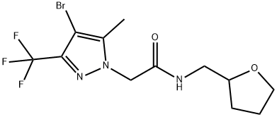 2-[4-bromo-5-methyl-3-(trifluoromethyl)-1H-pyrazol-1-yl]-N-(tetrahydrofuran-2-ylmethyl)acetamide Struktur