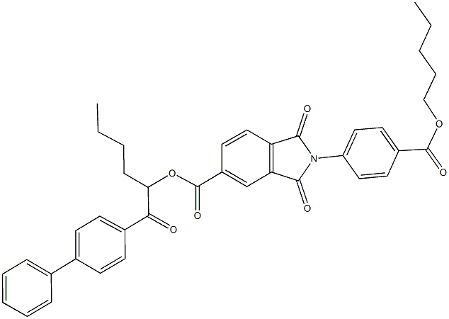 1-([1,1'-biphenyl]-4-ylcarbonyl)pentyl 1,3-dioxo-2-{4-[(pentyloxy)carbonyl]phenyl}-5-isoindolinecarboxylate Struktur