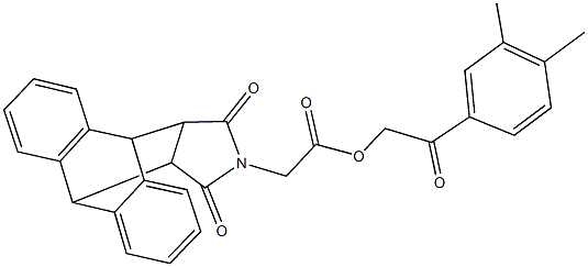 2-(3,4-dimethylphenyl)-2-oxoethyl (16,18-dioxo-17-azapentacyclo[6.6.5.0~2,7~.0~9,14~.0~15,19~]nonadeca-2,4,6,9,11,13-hexaen-17-yl)acetate Struktur