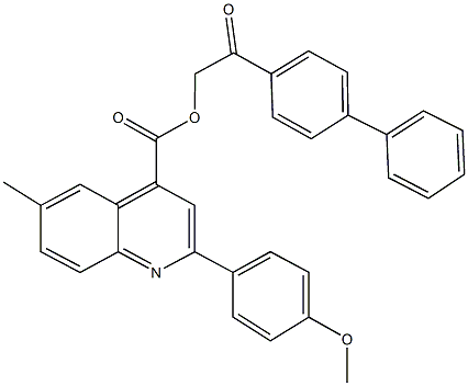 2-[1,1'-biphenyl]-4-yl-2-oxoethyl 2-(4-methoxyphenyl)-6-methyl-4-quinolinecarboxylate Struktur