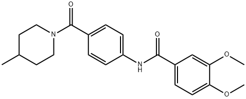 3,4-dimethoxy-N-{4-[(4-methyl-1-piperidinyl)carbonyl]phenyl}benzamide Struktur