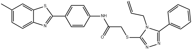 2-[(4-allyl-5-phenyl-4H-1,2,4-triazol-3-yl)sulfanyl]-N-[4-(6-methyl-1,3-benzothiazol-2-yl)phenyl]acetamide Struktur