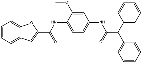 N-{4-[(diphenylacetyl)amino]-2-methoxyphenyl}-1-benzofuran-2-carboxamide Struktur