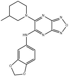 N-(1,3-benzodioxol-5-yl)-6-(3-methyl-1-piperidinyl)[1,2,5]oxadiazolo[3,4-b]pyrazin-5-amine Struktur