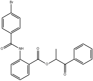 1-methyl-2-oxo-2-phenylethyl 2-[(4-bromobenzoyl)amino]benzoate Struktur