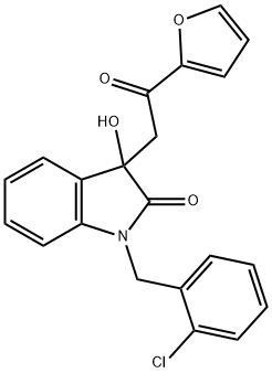 1-(2-chlorobenzyl)-3-[2-(2-furyl)-2-oxoethyl]-3-hydroxy-1,3-dihydro-2H-indol-2-one Struktur