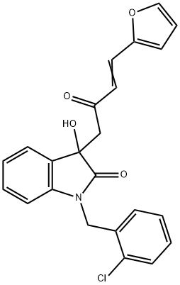 1-(2-chlorobenzyl)-3-[4-(2-furyl)-2-oxo-3-butenyl]-3-hydroxy-1,3-dihydro-2H-indol-2-one Struktur