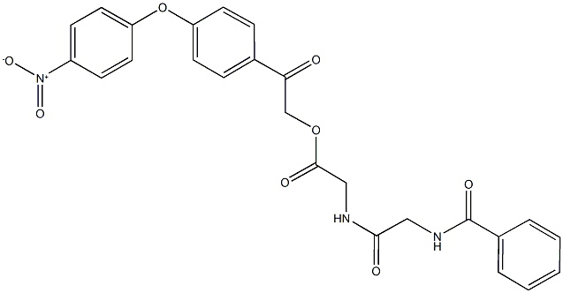 2-(4-{4-nitrophenoxy}phenyl)-2-oxoethyl {[(benzoylamino)acetyl]amino}acetate Struktur