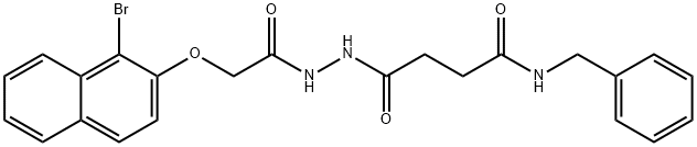 N-benzyl-4-(2-{[(1-bromo-2-naphthyl)oxy]acetyl}hydrazino)-4-oxobutanamide Struktur