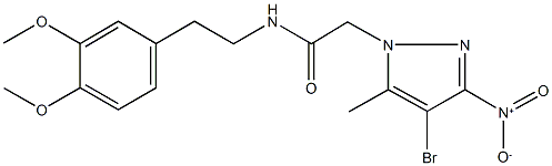 2-{4-bromo-3-nitro-5-methyl-1H-pyrazol-1-yl}-N-[2-(3,4-dimethoxyphenyl)ethyl]acetamide Struktur