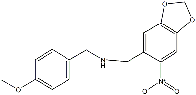 N-(4-methoxybenzyl)(6-nitro-1,3-benzodioxol-5-yl)methanamine Struktur