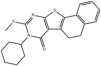 8-cyclohexyl-9-(methylsulfanyl)-5,8-dihydronaphtho[2',1':4,5]thieno[2,3-d]pyrimidin-7(6H)-one Struktur