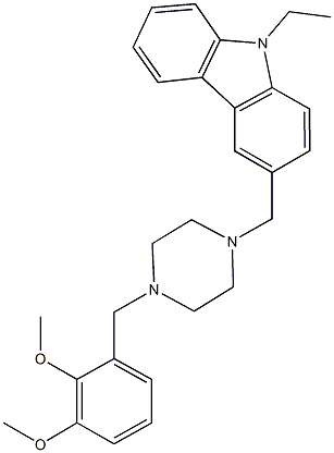 3-{[4-(2,3-dimethoxybenzyl)-1-piperazinyl]methyl}-9-ethyl-9H-carbazole Struktur